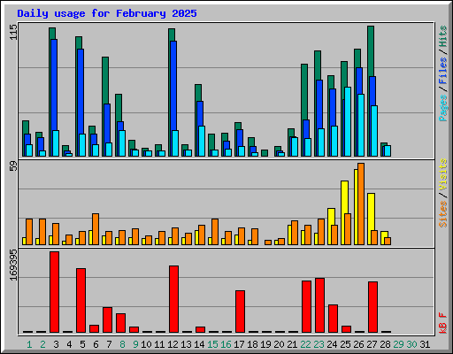 Daily usage for February 2025